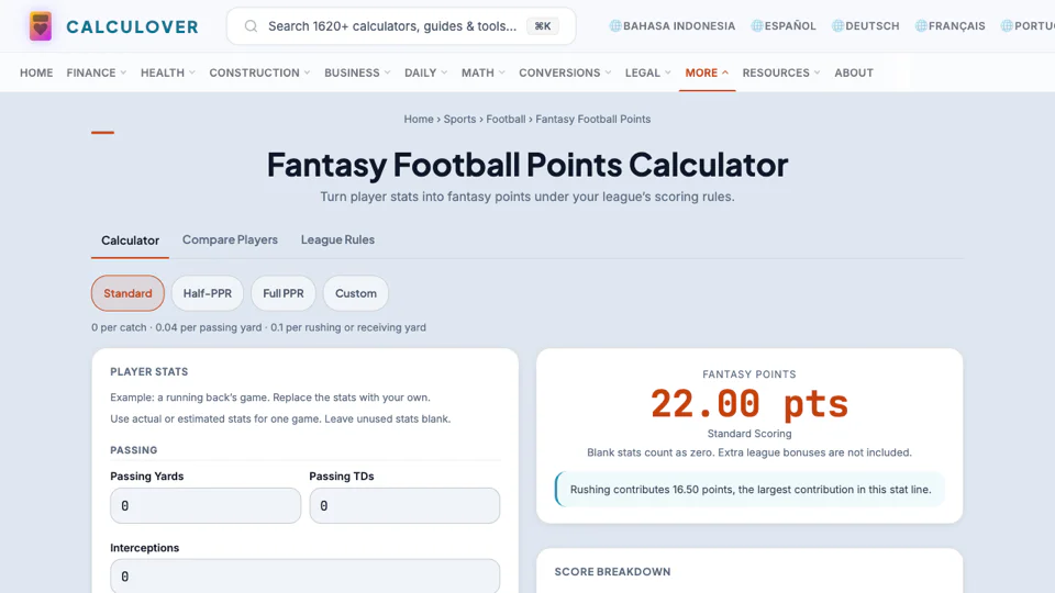Calculover screenshot