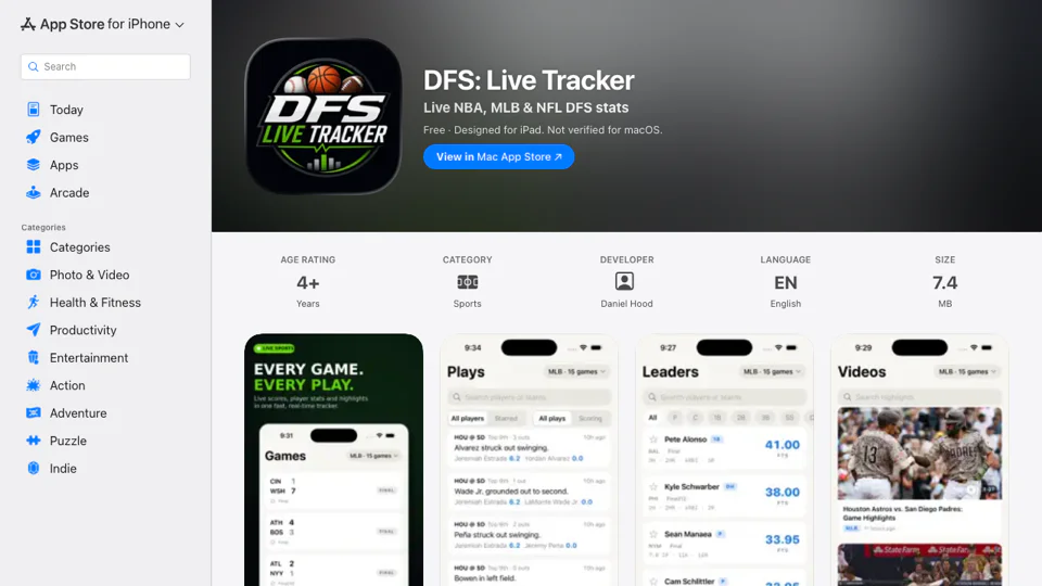 DFS: Live Tracker screenshot