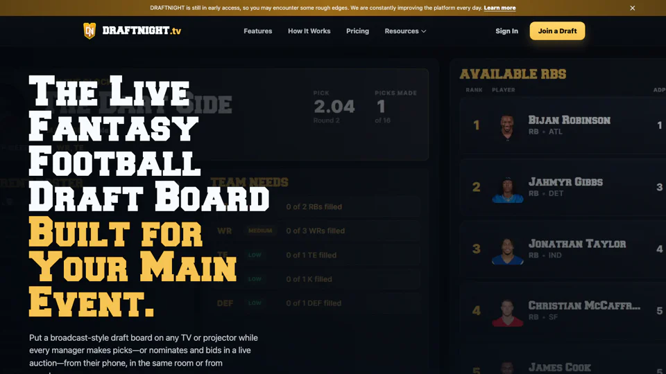 DRAFTNIGHT.tv screenshot