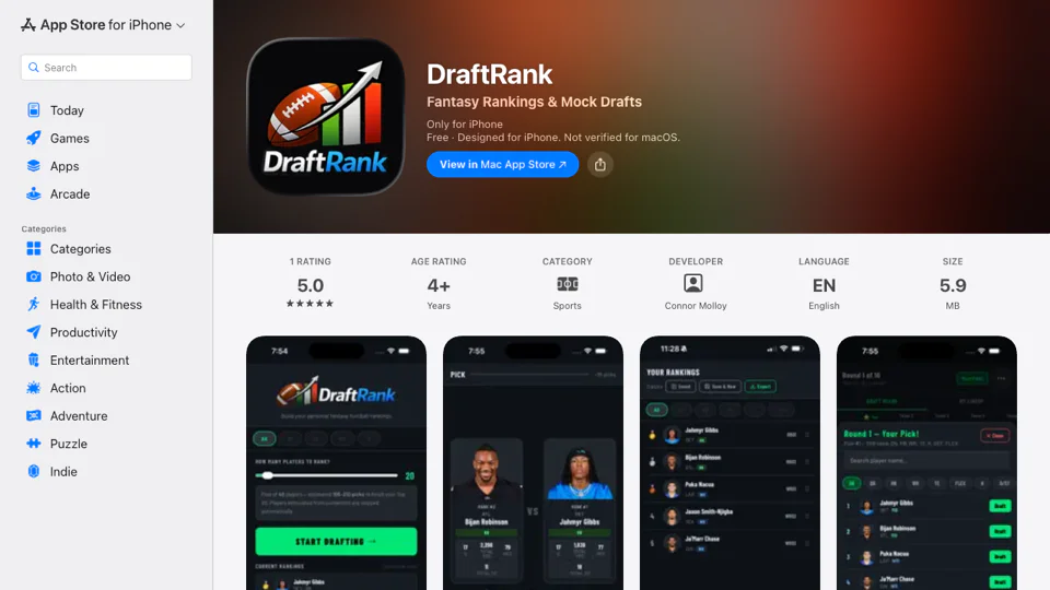 DraftRank screenshot