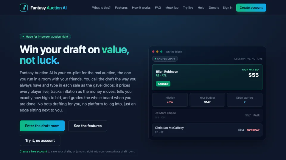 Fantasy Auction AI screenshot