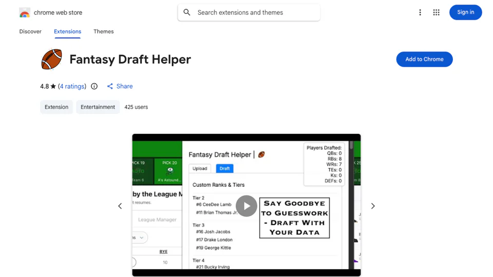 Fantasy Draft Helper screenshot