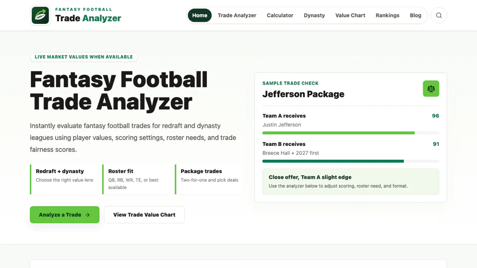 Fantasy Football Trade Analyzer screenshot