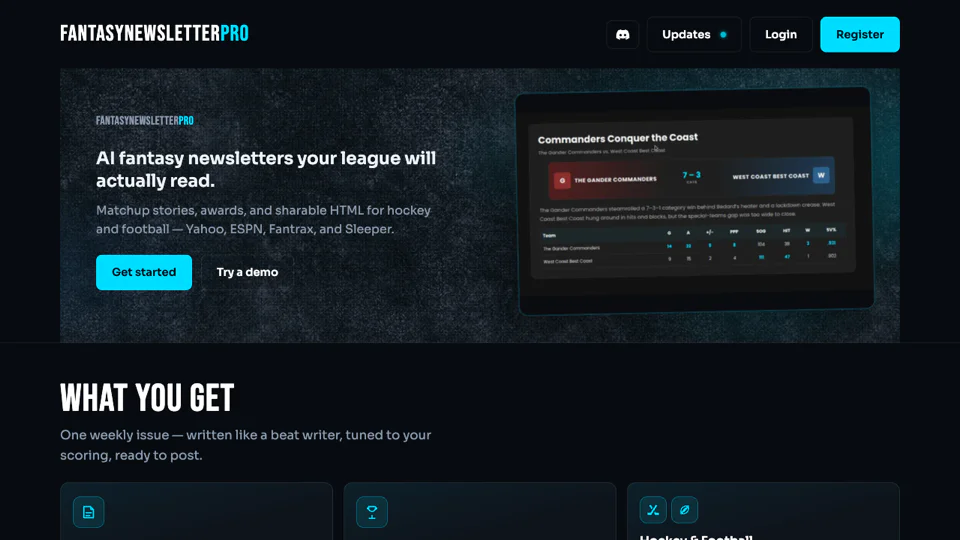 FantasyNewsletterPRO screenshot