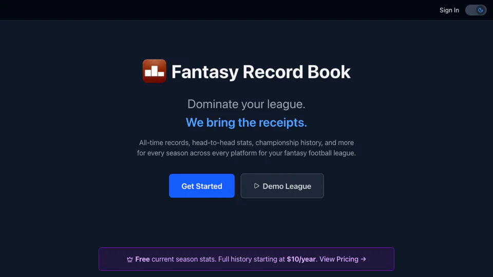 Fantasy Record Book screenshot