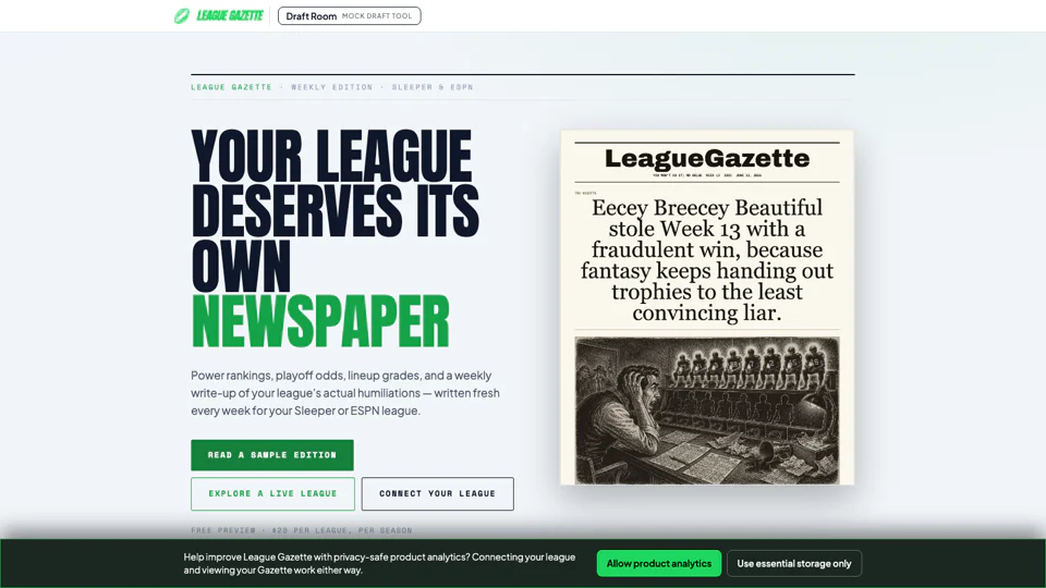 League Gazette screenshot