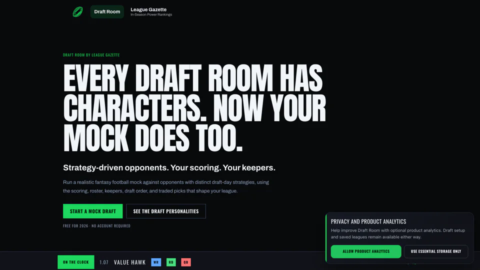 Draft Room by League Gazette screenshot