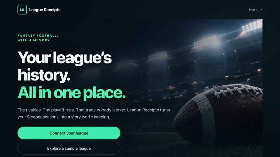 League Receipts screenshot